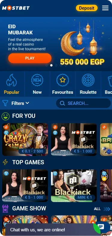 Live casino Mostbet