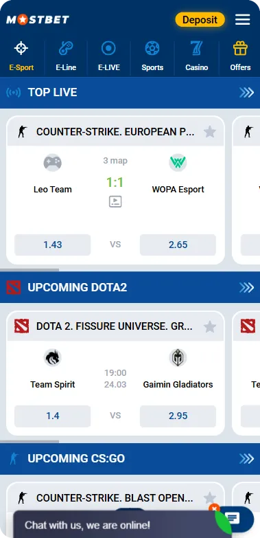 eSports on Mostbet